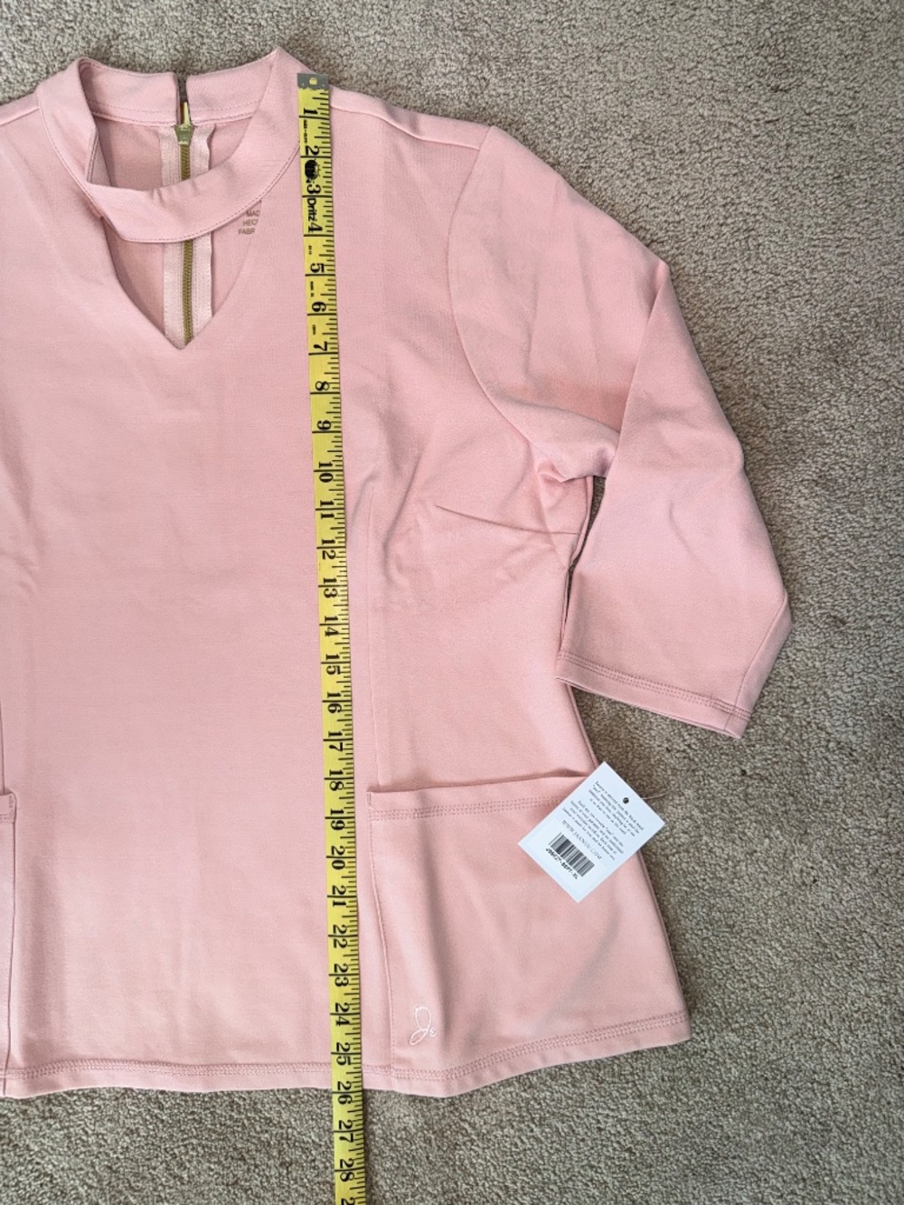NWT Jaanuu Ponte Collection Blush Pink Choker Neck Scrub Set Flare Pants Women’s - Picture 11 of 16
